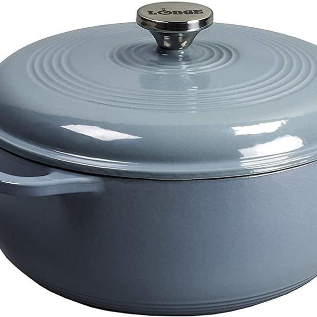 Lodge Enameled Cast Iron Dutch Oven, 7.5 Qt, Storm Blue