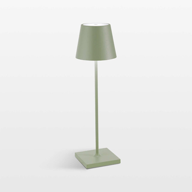 Poldina Pro Sage Green Metal Table Lamp by Zafferano America