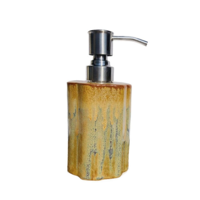 Soap Dispenser with Stainless Steel Pump - Handmade Stoneware Pottery
