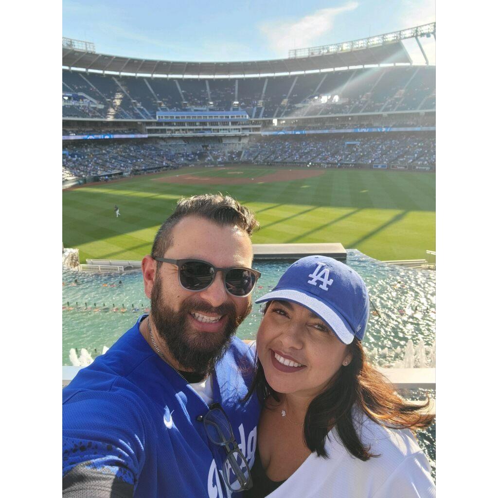 Our first trip together was to Kansas City to watch the Dodgers play against the Royals at Kauffman Stadium.