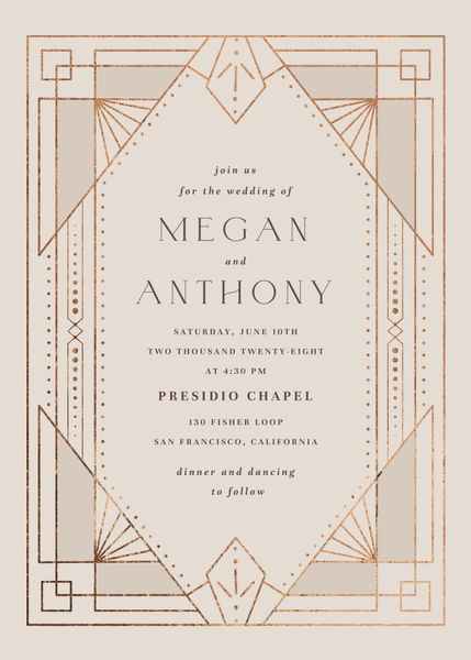 Lance Portrait Foil | Classic Greige | Zola Wedding Invitations
