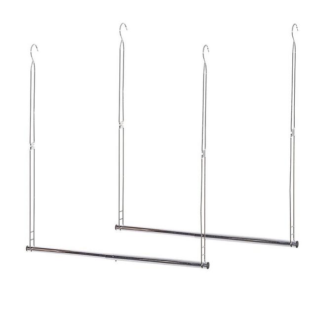 STORAGE MANIAC 2-Pack Hanging Closet Rod, Adjustable Width and Height, Space-Saving Clothes Hanging Bar, Chrome