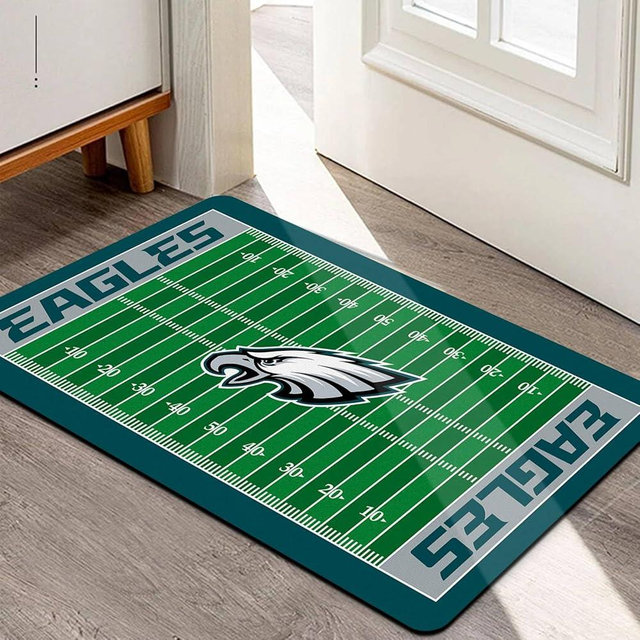 AYYQHC Football Field Design Entry Floor Mat,30" W x 18" H Green Gray Design Non-Slip Rubber Door Mat for Football Sports Fans, Home Decor Area Rug