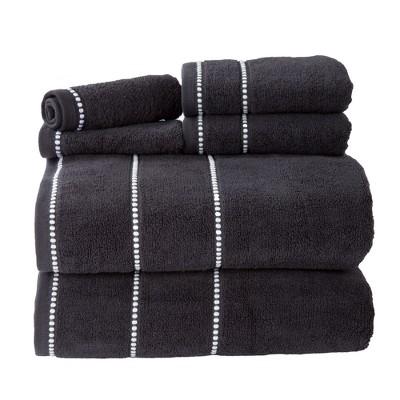 Solid Bath Towels And Washcloths 6pc Black - Yorkshire Home
