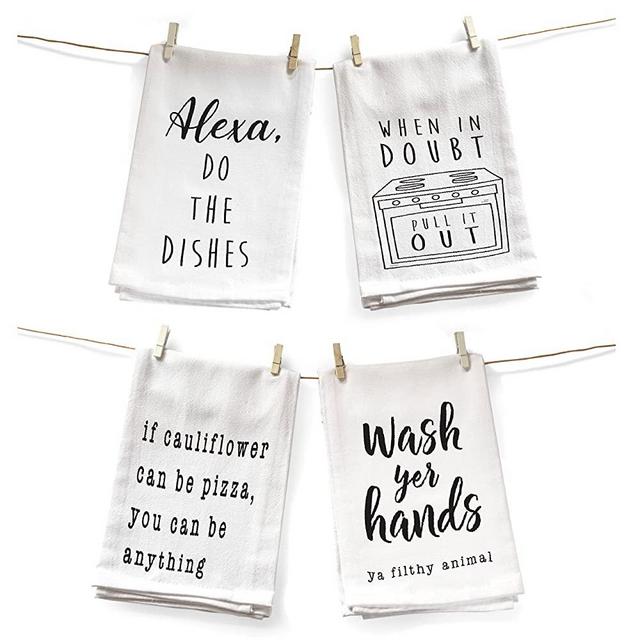 Funny Kitchen Towel 4 Pack 18x24 Inch, Set of 4 Cute Kitchen Towel, Funny Dish Towel Saying, Funny Housewarming Gift Funny Hand Towel Alexa Do The Dishes Kitchen Towel Cute Funny Dish Towel Saying
