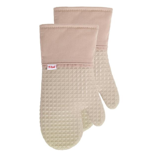 T-fal Flexible Waffle Silicone Oven Mitts, Set of Two, Sand