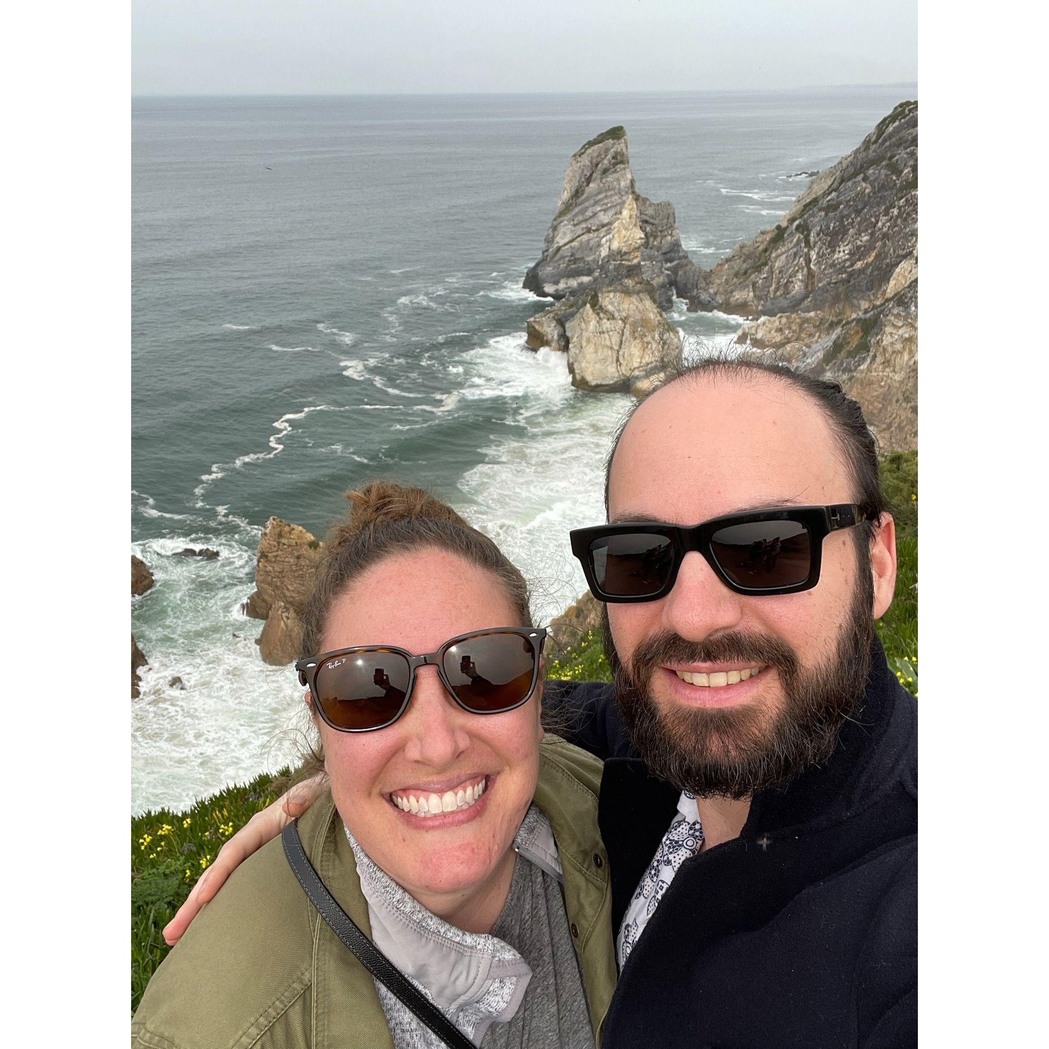 Mesmerized by the huge waves on a drive up the coast of Portugal.
