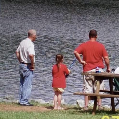Here is an old photo if the bride , her father , and her late grandfather Bobby. The bride misses her grandfather dearly.