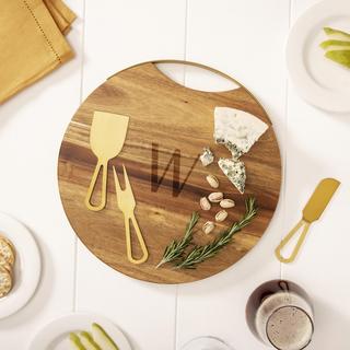 Personalized 3-Piece Round Acacia Cheeseboard
