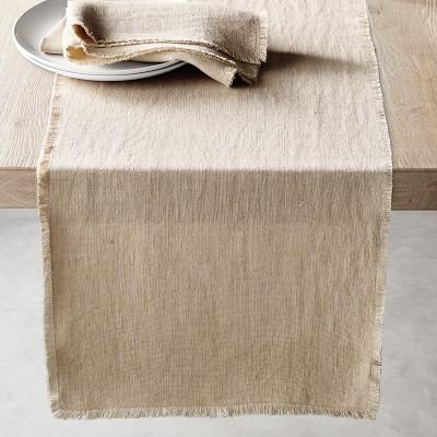 Fringed Table Runner, 16" X 108", Parchment