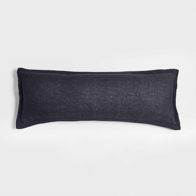 Hemp 54"x20" Sultry Navy Throw Pillow with Feather Insert