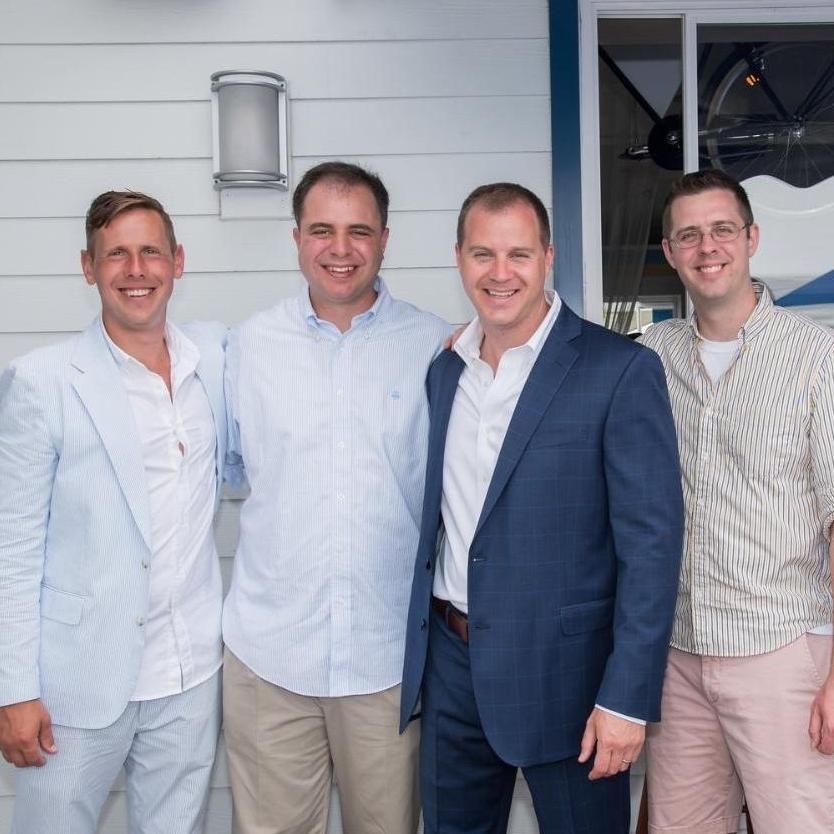The Groomsmen, Joe, Tom and Jim, at Tom & Laura's wedding in 2018.