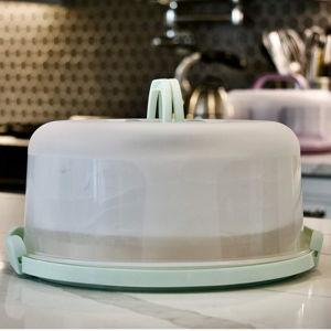 Round 10″ Cake & Pie Carrier with Handle – Reversible 5‑Section Serving Tray, Portable 2‑in‑1 Container (Green)