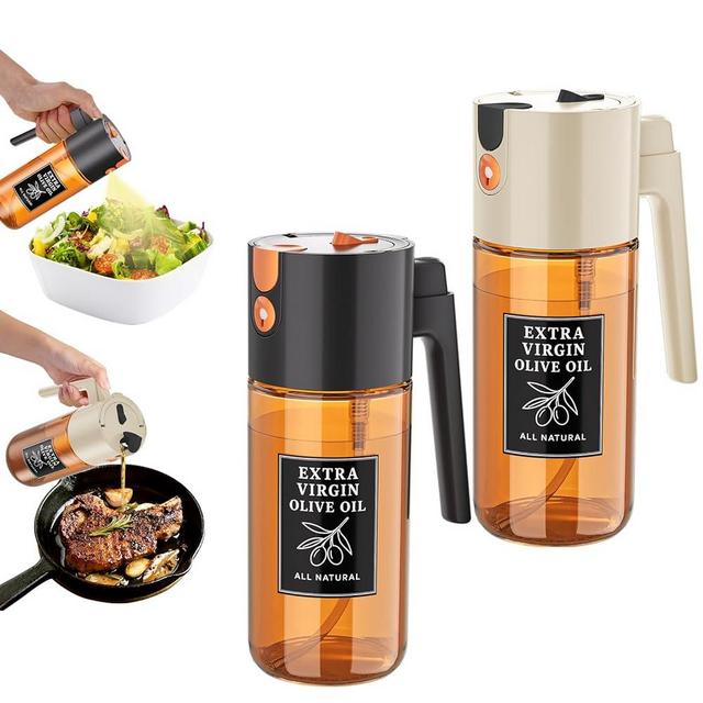 TELUNSHI 2PCS Professional Oil Sprayer for Cooking Multi-Functional OilSprayer with Detachable Cleaning Design, 2 in 1 Oil Dispenser and Oil Sprayer, Essential Kitchen Gadget (Black + Beige