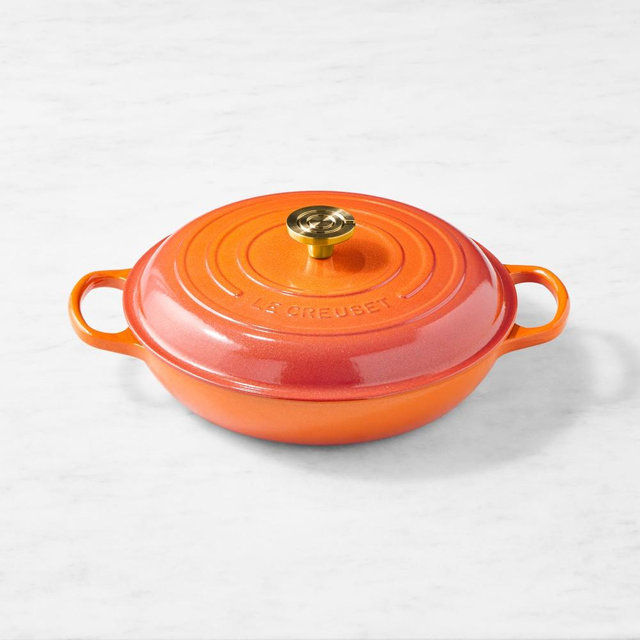 Le Creuset Centenary Enameled Cast Iron Braiser, 3 1/2-Qt., Flamme Dorée