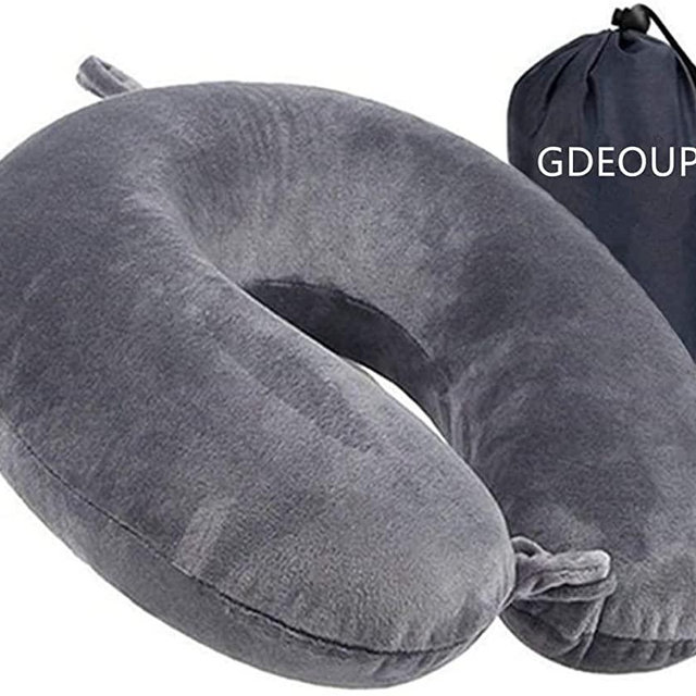 Travel Pillow - Memory Foam Neck Pillow Support Pillow,Luxury Compact & Lightweight Quick Pack for Camping,Sleeping Rest Cushion (Grey)