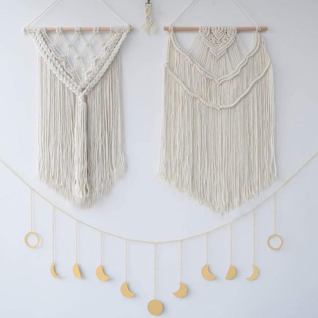 Pack Of 2 Macrame Wall Hanging with FREE Moon Wall Decor and Macrame Keychain | Boho Decor | Wall Decor | Boho Wall Decor | Bedroom Wall Decor | Room Decor | Wall Art | US Brand