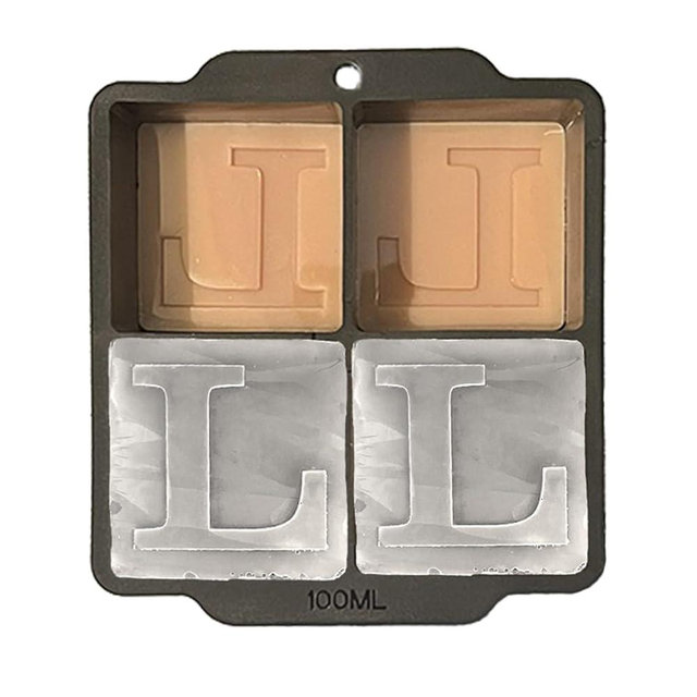 Monogrammed Ice Cubes Mold with Lid, 2 inch Whiskey Ice Cube Tray, Personalized Initials Silicone Cocktail Ice Cube Mold, Wedding Monogram, Thank You Gift, Gifts for Dad (Letter L)