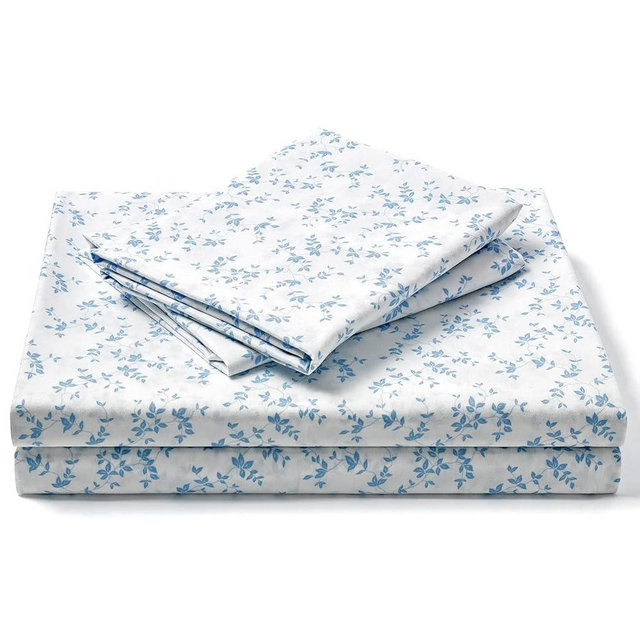 FreshCulture Floral Bed Sheets - Ultra Soft Queen Sheet Set - Brushed Microfiber Blue Floral Sheets - Deep Pockets up to 16" - Easy Care - Hotel Luxury 4 Piece Flower Printed Sheets Queen, Lille