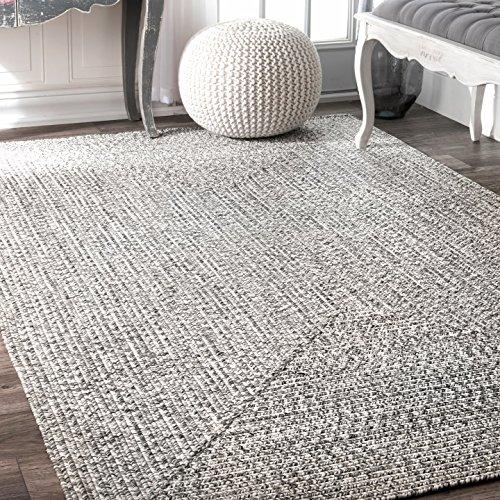 nuLOOM Lefebvre Braided Indoor/Outdoor Rug, 4' x 6', Light Grey