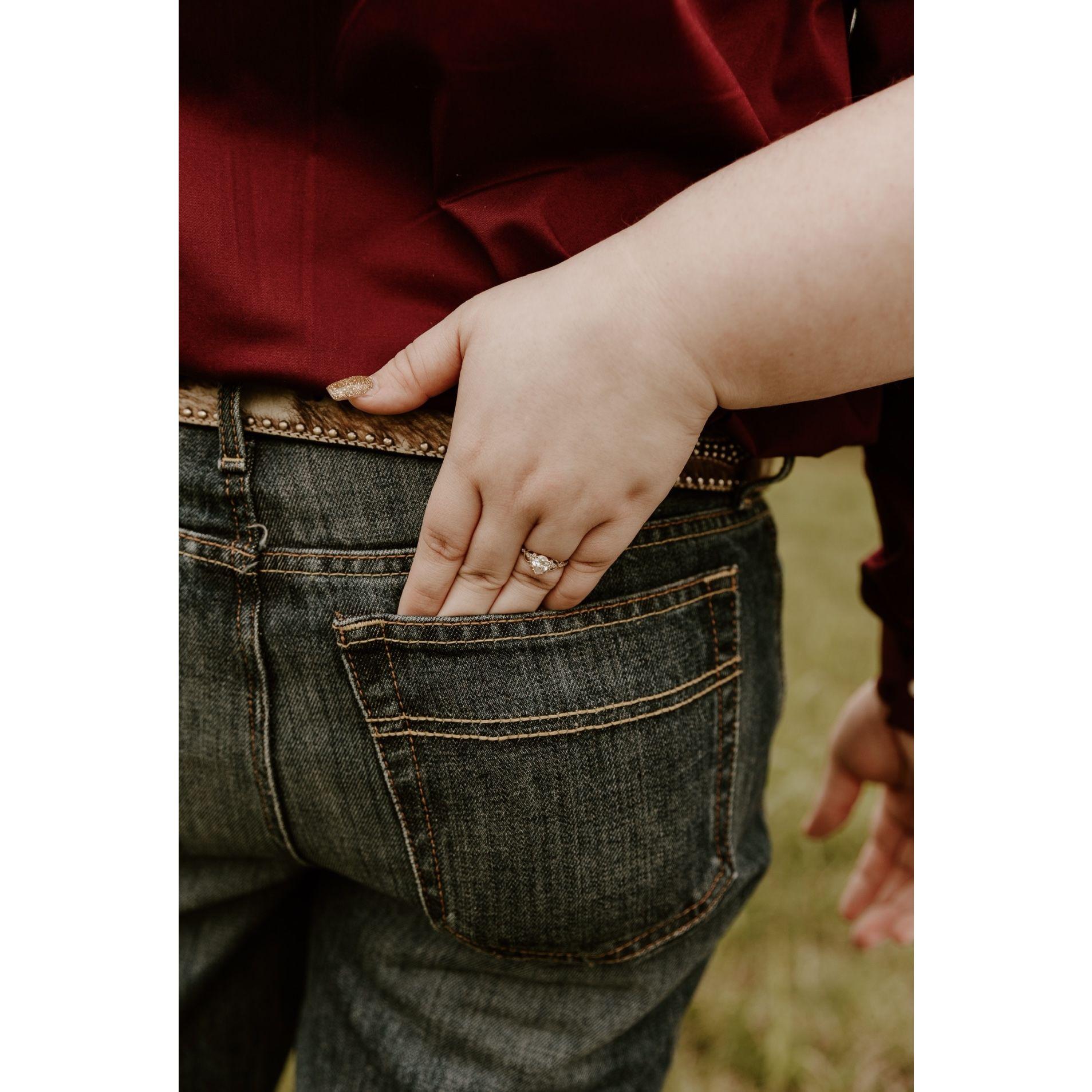 Of course we had to get one of my hand in his back pocket!