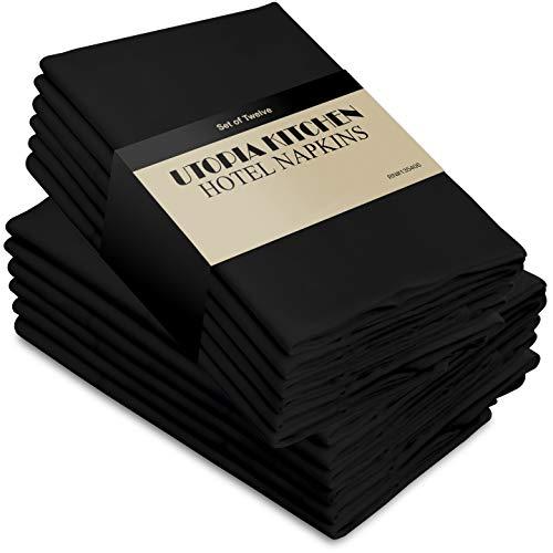 Utopia Kitchen Cloth Napkins, 12 Pack (18 x 18 Inches), Black Dinner Napkins