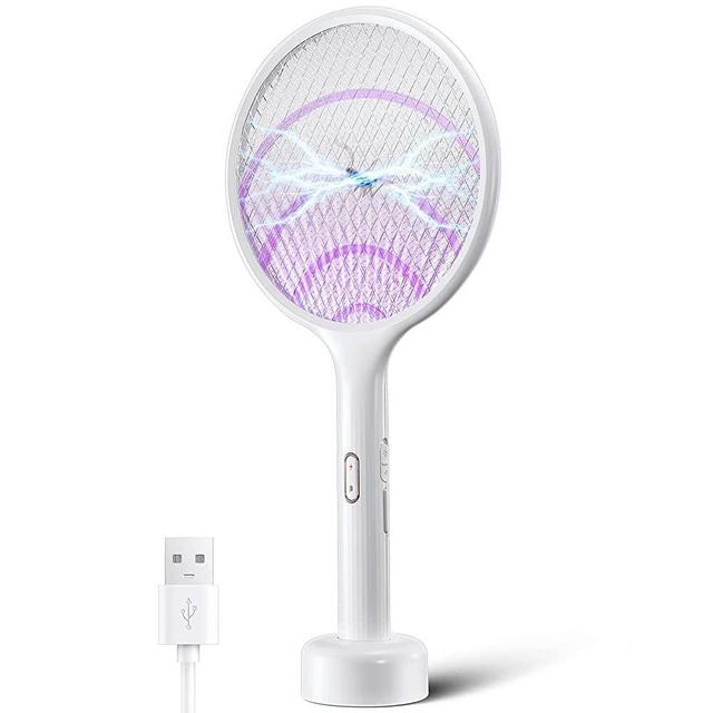 YISSVIC Electric Fly Swatter 4000 Volt Bug Zapper Dual Modes Mosquito Killer with Purple Mosquito Light Rechargeable for Indoor and Outdoor Home Office Backyard Patio Camping