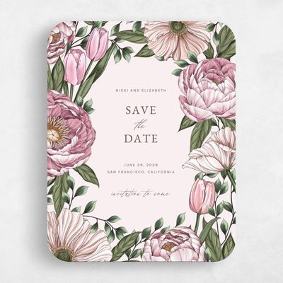 Beige Rounded Wedding Save the Date - Granger Portrait
