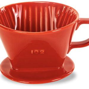Pour Over Ceramic - Coffee Dripper Ceramic Coffee Maker with 3 Holes Flat Bottom, Porcelain Slow Filter Cone for Travel, Camping, Office, Home, Coffee Maker Brew | Red