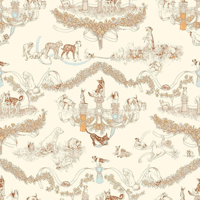 NuWallpaper x Rachel Antonoff Orange Worst in Show Peel and Stick Wallpaper, RAS6259