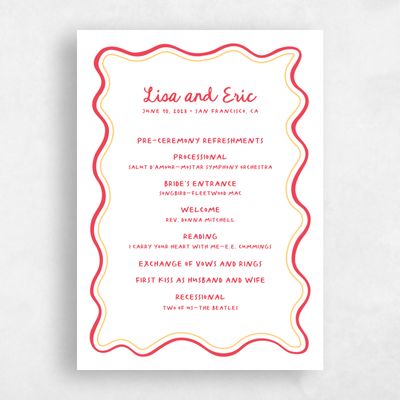 Crimson, Red Wedding Program - Brielle