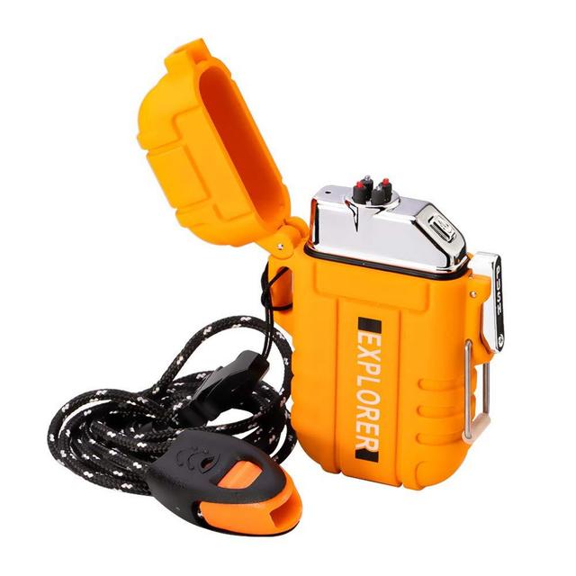 Lighter,USB Rechargeable Lighter,Windproof Arc Lighter Waterproof,Flameless Electric Lighter,Dual Arc Plasma Lighter with Emergency Whistle for Outdoor Adventure,Survival Tactical,Camping