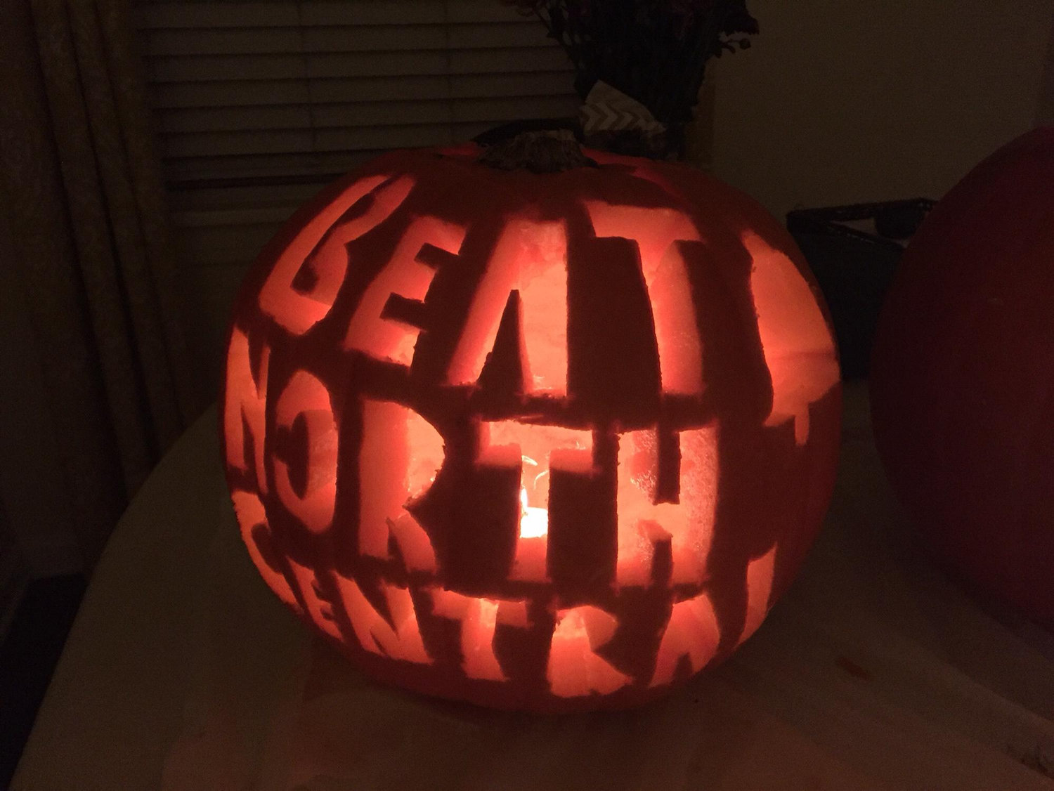 I, Nancy Jr., flirted a little by carving a pumpkin for Danny and his house