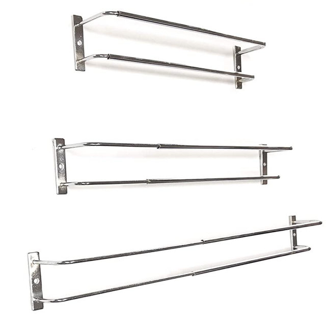 Expandable Rack (chrome, set of 3)-Mount on cabinet door/pantry/wall-Convenient storage for spices, K-cups, medications, acrylic paints & more-Great for use in kitchens, bathrooms & RV/campers