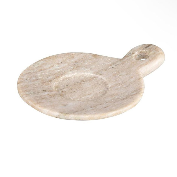 Creative Co-Op Hand-Carved Marble Dish with Handle, Beige