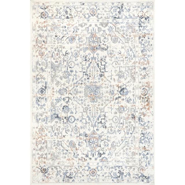 nuLOOM Everlee Faded Persian Machine Washable Area Rug Beige 5x7