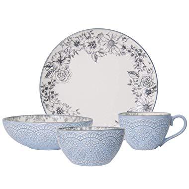 Pfaltzgraff Gabriela Gray 16-Piece Stoneware Dinnerware Set, Service for 4 - 5216945