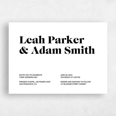 White Wedding Invitation - Everett Landscape