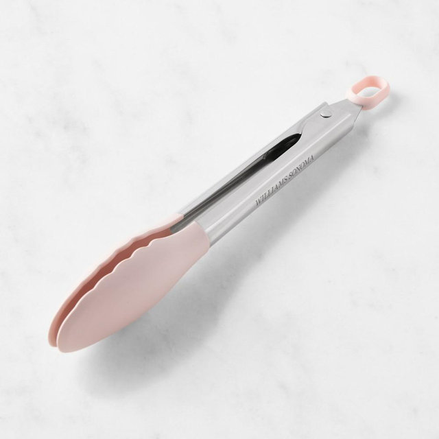 Williams Sonoma Stainless-Steel Silicone 9" Tongs, Dusty Rose