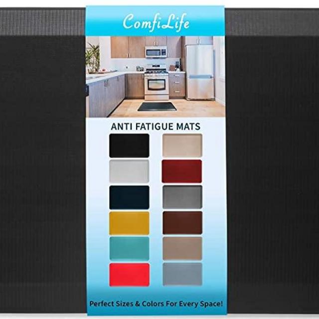 ComfiLife Anti Fatigue Floor Mat – 3/4 Inch Thick Perfect Kitchen Mat, Standing Desk Mat – Comfort at Home, Office, Garage – Durable – Stain Resistant – Non-Slip Bottom (24" x 70", Black)