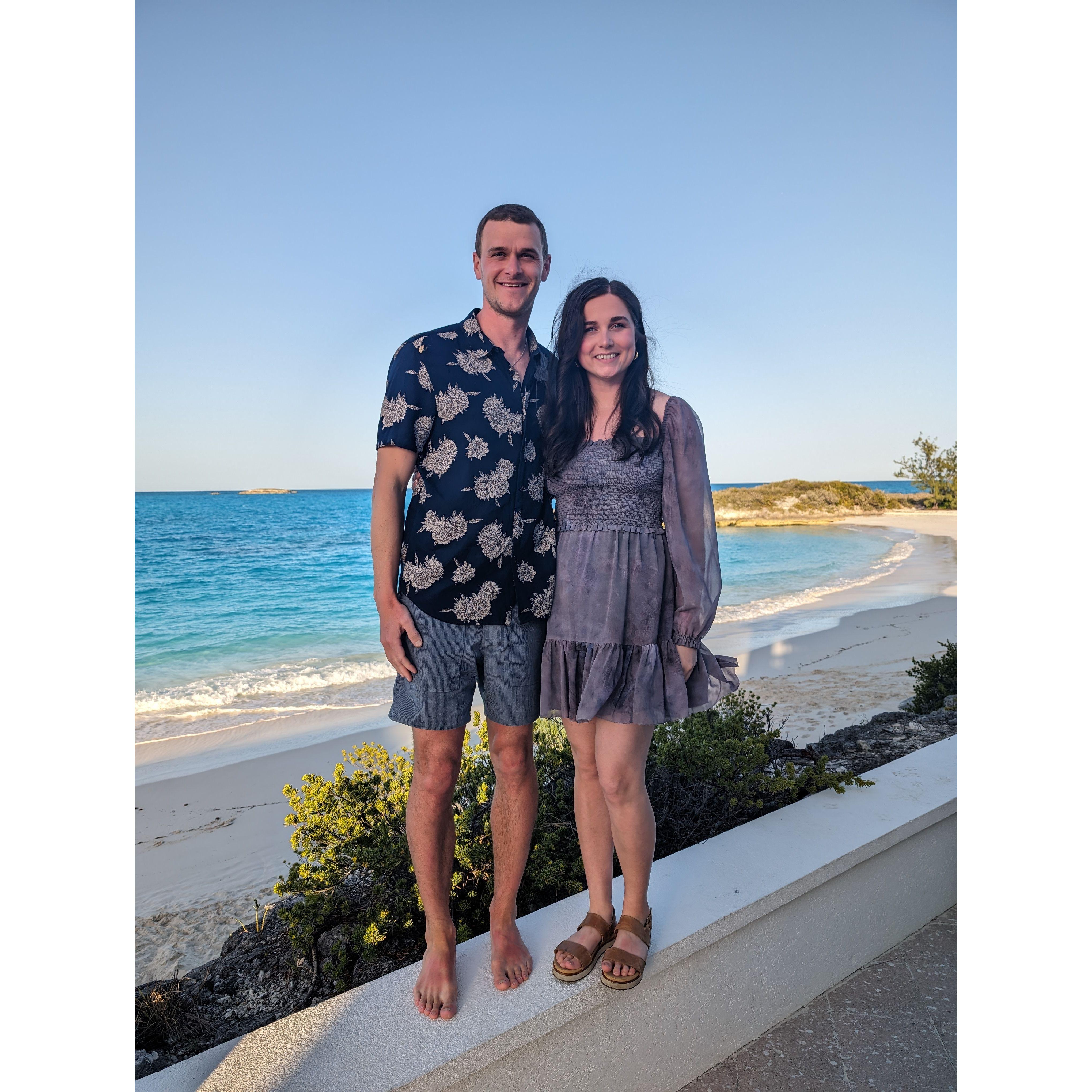 Dressed for dinner in the Bahamas