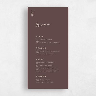 Chocolate, Brown Wedding Menu - Garret