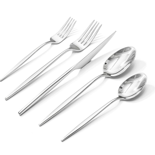 KINGSTONE Silverware Set, 20-Piece Flatware Set Cutlery Set Premium 18/10 Stainless Steel, Tableware Include Forks Knives Spoons for Home Kitchen Restaurant Wedding, Dishwasher Safe
