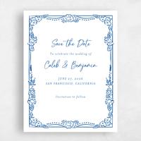Blue Wedding Save the Date - Oia Portrait