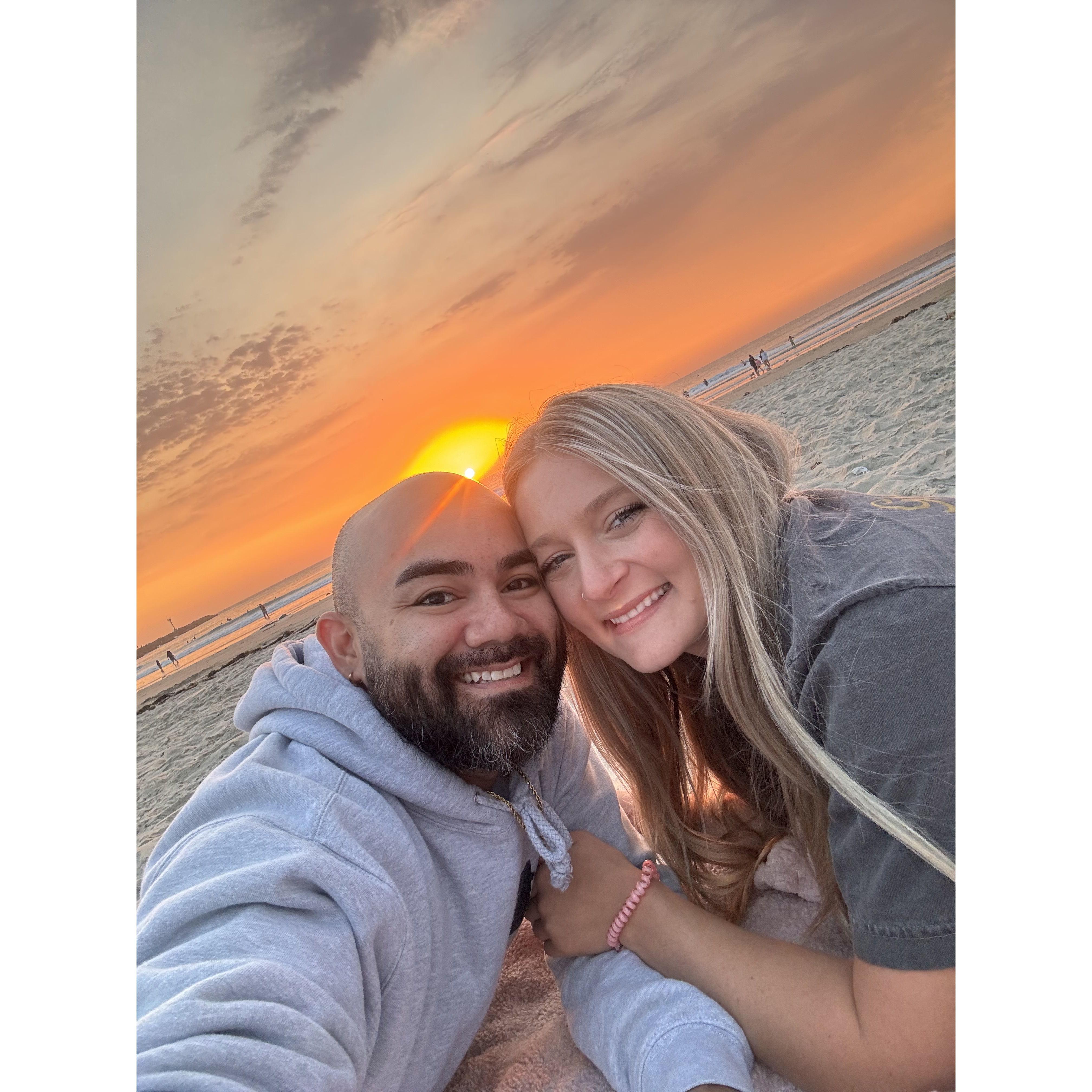 Jovin's mom, my mom, and his sister and friend met us at the beach and we watched the sunset.