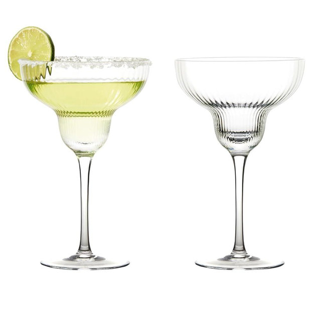 Anton Studio Designs Empire Handmade Margarita Glasses Perfect for Margaritas, Daiquiris, Pina Coladas or Desserts - 13.5 oz - Clear - Set of 2 Elegant Cocktail Glasses