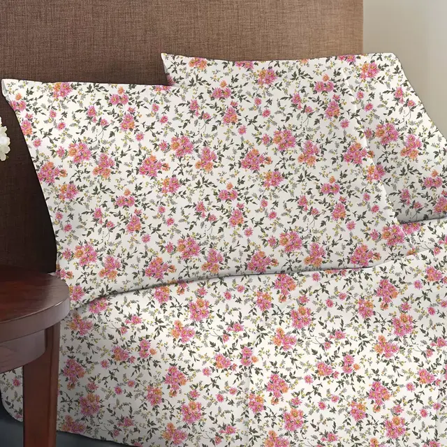 Wild Sage™ Brushed Cotton 225-Thread-Count Garden Floral Queen Sheet Set in Coconut Milk
