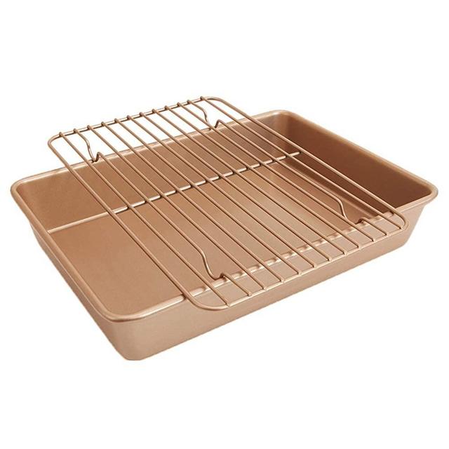 Nonstick Roasting Pan with Rack, Heavy Duty Turkey Roaster Ovenware Broiler Pan BBQ Bakeware Toaster Oven 13.6" …
