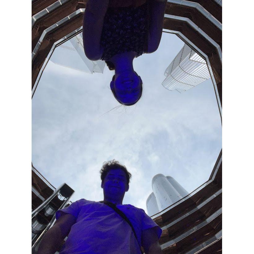 2 smurfs at the Vessel in NYC