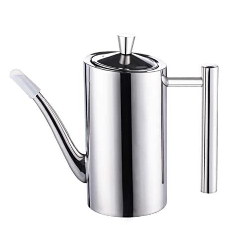 Sumerflos Olive Oil Dispenser Bottle Stainless Steel, 500ml/17oz Drip-Free Pouring Oil Pot Storage Container for Salad and Kitchen Cooking